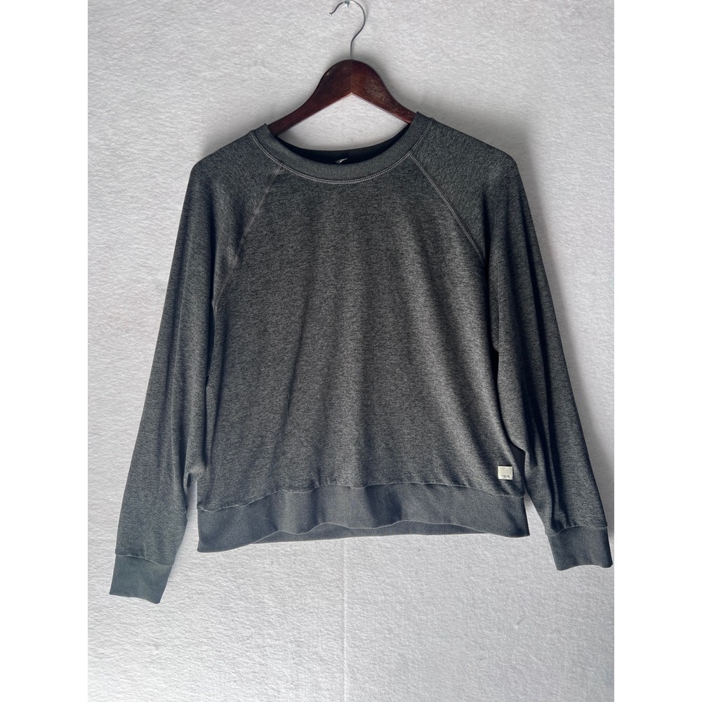 Vuori Womens Halo Performance Crewneck Sweatshirt Charcoal Gray Heather Raglan